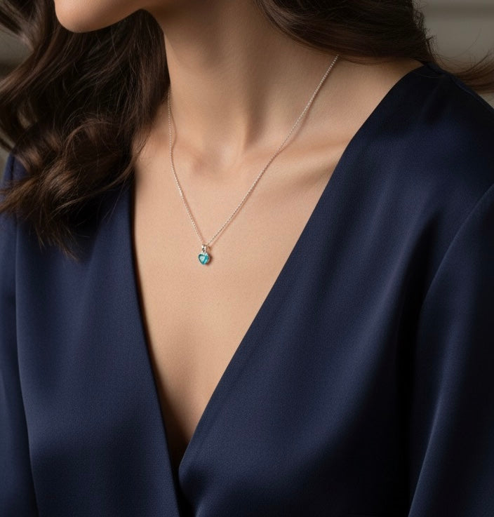 Blue Bird Charm Pendant Necklace - Delicate Silver Jewelry